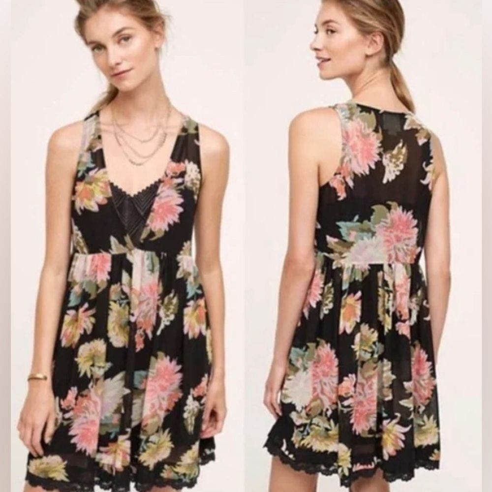 Anthropologie Maeve Violetta Floral Babydoll Dress